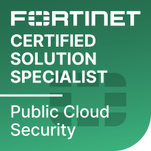 Badge de certification Fortinet Certified Solution Specialist Public Cloud Security